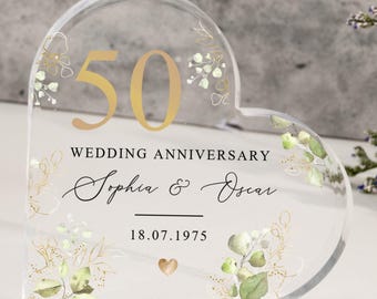 Personalisierte Golden Jubiläum Cake Topper 50. Jahrestag Geschenk Herz Plaque Benutzerdefinierte Jubiläum Cake Topper 50. Jahrestag Plaque Geschenk