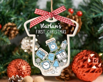Ornamento personalizzato con nome per neonato 2025, ornamento personalizzato per il primo Natale del neonato, ornamento per il primo Natale del neonato, ornamenti Baby Shake, regali di Natale