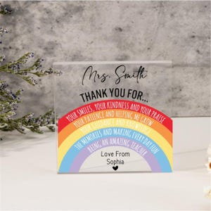 Personalized Teacher Gift,Teacher Desk Name Plate,Teacher Acrylic Plaque,Rainbow Teacher,Teacher Sign, Personalized Teacher Desk Name Plate