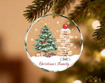 Enfeite de Natal personalizado com o nome da família para 2025, Enfeite de família com animal de estimação, Lembrança de Natal, Enfeite de árvore genealógica, Bola de Natal personalizada