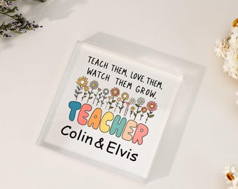 Benutzerdefinierte Lehrer Namensschild, Lehrer Geschenk, Zurück in der Schule Lehrer Geschenke Personalisiert, Lehrer Acryl Schreibtisch Namensschild, Lehrer Wertschätzung Geschenk