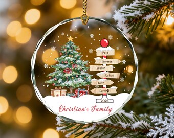 Enfeite de Natal personalizado para família com animal de estimação 2025, enfeite personalizado com o nome da família, lembrança de Natal, enfeite de família, decoração de árvore genealógica