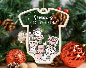 Adorno navideño personalizado para bebé, adornos para bebé, adorno personalizado con nombre de bebé 2025, adorno para la primera Navidad del bebé, regalos navideños