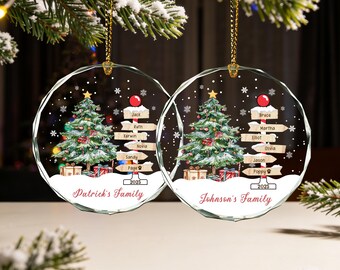 Enfeite de Natal personalizado para família com animais de estimação 2025, enfeite com nome da família personalizado, lembrança de Natal, enfeite para árvore genealógica, decoração de Natal