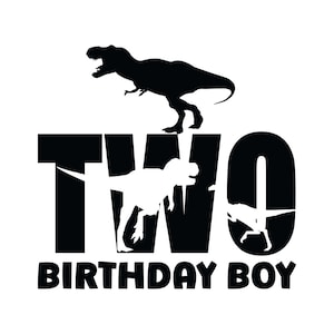Dinosaurier zwei Jahre Geburtstag Junge SVG, T-Rex 2 Jahre alt Geburtstag Schnittdatei, lustige Dino Shirt PNG für Cricut & Silhouette