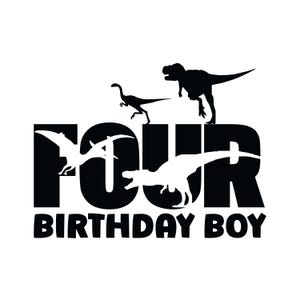 Dinosaurier vier Jahre Geburtstag Junge SVG, T-Rex 4 Jahre alt Geburtstag Schnittdatei, lustige Dino Shirt PNG für Cricut & Silhouette