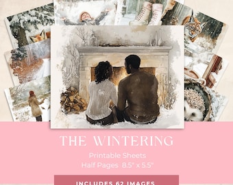 The Wintering | Cozy Winter Digital Junk Journal Kit | Printable Ephemera with Snowy Nature & Woodland Animals