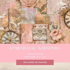 Ephemeral Whispers Junk Journal Pages Digital Scrapbook Kit Vintage Ephemera Printable Paper Collage Junk Journal Kit Printable Ephemera
