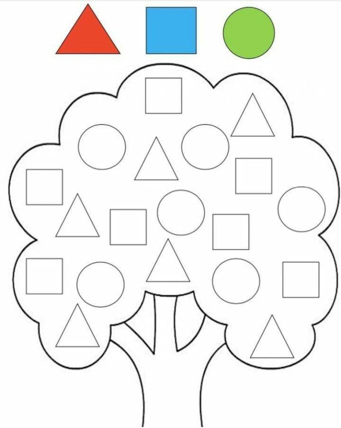 Shape Matching Coloring Pages: Preschool Learning Activity - Etsy