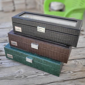 Araish's 6 Slots Crocodile Vegan Leather Watch Organizer Box Watch Storage, Wife's gift, Mother's gift, Best Girl Gift