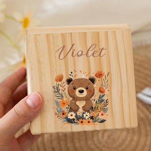 Hucha de animales personalizada, hucha de madera para bebé, hucha de madera con nombre, regalo de cumpleaños para bebés y niños, regalo de Pascua.