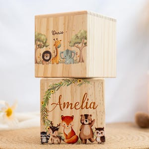 Hucha personalizada para bebé, hucha de madera con nombre, ideal para baby shower o bautizo.