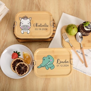 Personalized Animal Lunch Box: Metal Bento Box for Kids