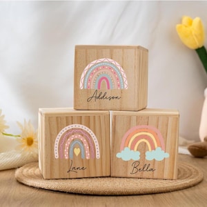 Alcancía arcoíris personalizada, hucha de madera personalizada con nombre de niño, hucha para niños, hucha de madera con nombre, regalo de cumpleaños
