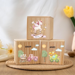 Alcancía de coche personalizada, hucha personalizada, hucha de madera para niños con nombre, caja de dinero para niños, baby shower, regalo para el Día del Niño.