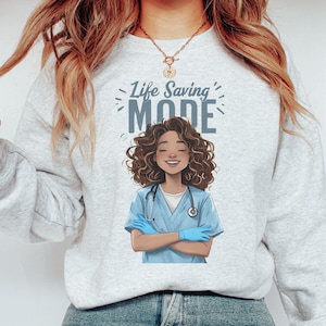 Life Saving Mode Crewneck Sweatshirt | Nurse Gift, Medical Professional Apparel, Unisex Sweatshirt, Healthcare Worker Hoodie, Hospital