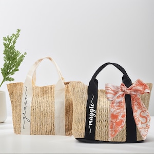 Custom Beach Straw Bags, Bridesmaid Bag, Bridal shower bag, Wedding Gift, Beach Bag Bachelorette, Bridesmaid Proposal,Tote Bag,Birthday Gift