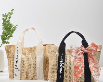 Benutzerdefinierte Strand Stroh Taschen, Brautjungfer Tasche, Brautdusche, Hochzeitsgeschenk, Strandtasche Bachelorette, Brautjungfer Vorschlag, Tragetasche, Geburtstagsgeschenk