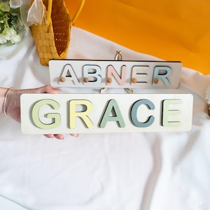 Personalisierte Namen Puzzle mit Zapfen | Neue Weihnachtsgeschenke für Kinder Holzspielzeug Baby Shower Benutzerdefinierte Kleinkind Spielzeug Erster Geburtstag 1
