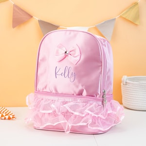 Personalisierter Ballett-Tanzrucksack für Mädchen mit Stickereiname, Tanztasche für Mädchen, Mädchen-Reisetasche, Namensbeutelrucksack für kleine Mädchen