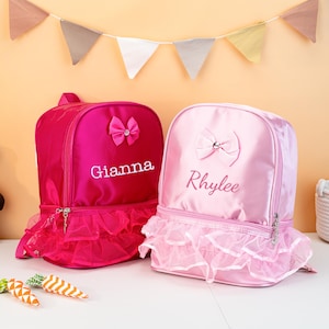 Joli sac à dos rose pour enfant, sac à dos personnalisé pour petite fille, sac de danse en nylon pour enfants, sac de danse personnalisé pour enfants