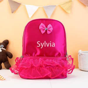 Sac à dos de danse personnalisé pour fille, cartable préscolaire, joli sac à dos rose pour enfants, sac à dos personnalisé, sac de danse en nylon pour enfants