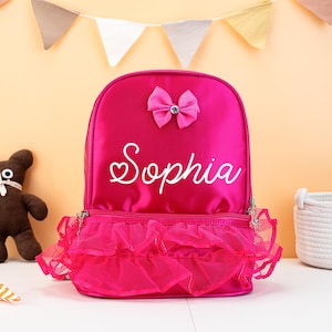Cute Pink Backpack for Kids, Personalized Name Bag Backpack for Little Girls, Nylon Children&#39;s Dance Bag, Customized Kids Dance Bag