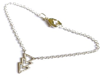 Sterling geometric bracelet, Tri force bracelet, geometric bracelet, sterling silver, gift idea for teenage girl, stacking chain bracelet