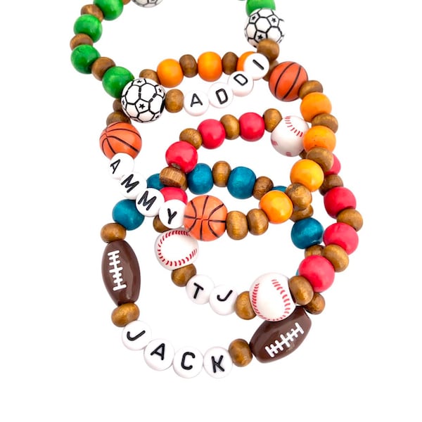 Jakey's collection, boys bracelet, boys sport theme bracelet, boy wood bracelet, boys bracelet personalized, boys bracelet soccer baseball
