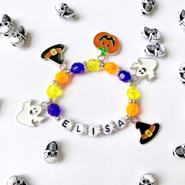 Halloween bracelet for girls, Halloween charm bracelet, No candy Halloween gift, Classmates Halloween favors, Halloween jewelry for kids