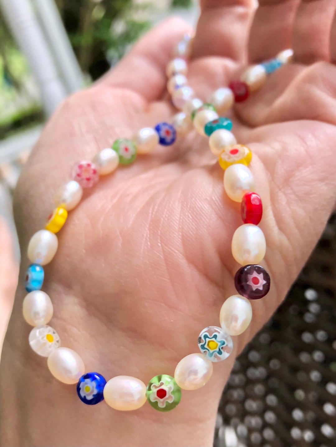 Funky Necklace, 90's Necklace, Trendy Necklace, Pearl Necklace, Freshwater Pearl Necklace