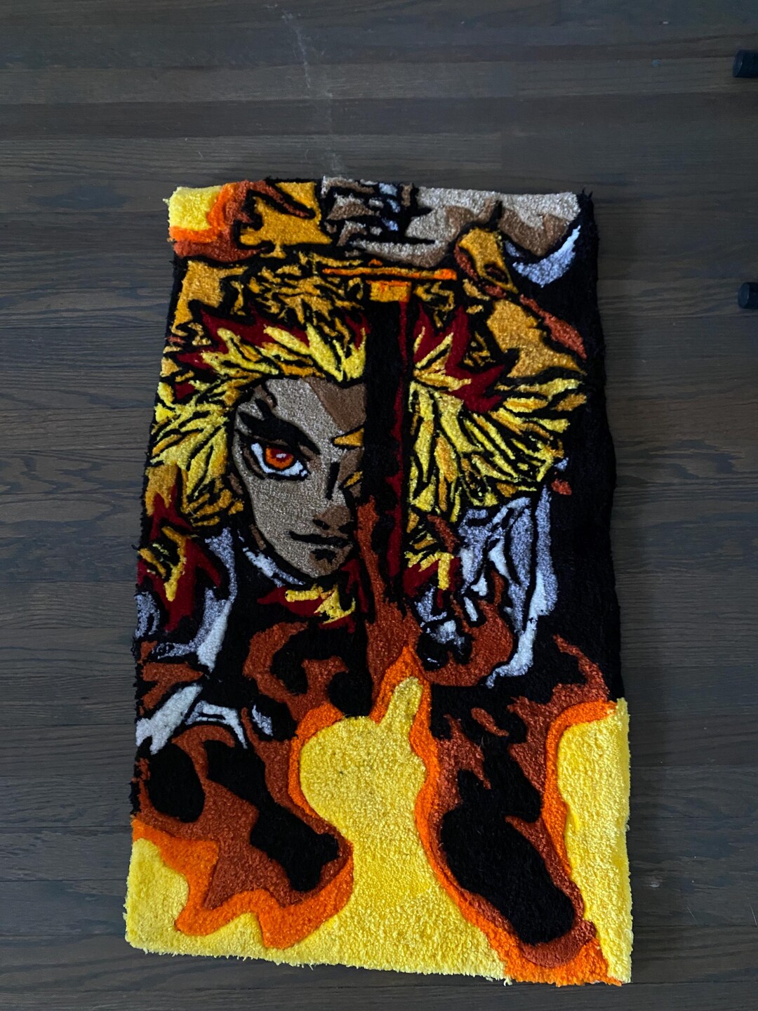 Handmade Rengoku Rug - Anime Inspired Decor (39x23 Inches) - Etsy