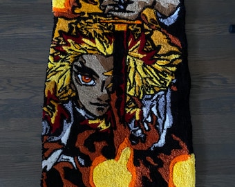 Handmade Rengoku Rug - Anime Inspired Decor (39x23 inches)