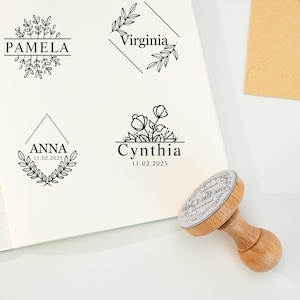 Manico in legno personalizzato, timbro rotondo per matrimonio, timbro personalizzato per matrimonio, timbro iniziale, timbro per cancelleria, timbro di ringraziamento, timbro monogramma