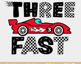 Race Car 3rd Birthday SVG: Retro Checkered Design (Digital Files)