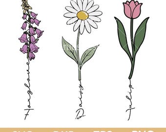 Foxglove Daisy Tulip Svg png, Subtle Floral FDT svg, 8647 Subtle Flower svg