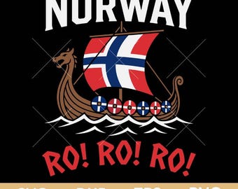 Norway Ro Ro Ro Svg, Norway Viking Ship Svg, Norwegian Flag SVG, Scandinavian SVG, Viking Rowing Cricut