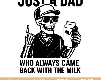 Just a Dad Who Always Came Back With The Milk Svg, Funny Skeleton Dad Milk Svg png, Dad Fathers day 2025 svg