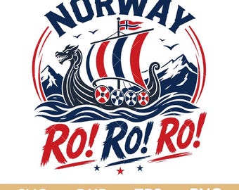 Norway Ro Ro Ro Svg, Viking Ship Svg, Norwegian Flag SVG, Funny Norway SVG, Viking Rowing Cricut