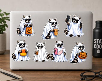 Raccoon Halloween Ghost PNG Bundle, Funny Trash Panda Sublimation (Digital Download)