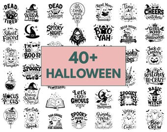 Pacchetto SVG di Halloween / SVG con citazioni spettrali / SVG con fantasma, zucca e strega / SVG con fantasma / Disegni per magliette di Halloween / File di taglio per Cricut e Silhouette