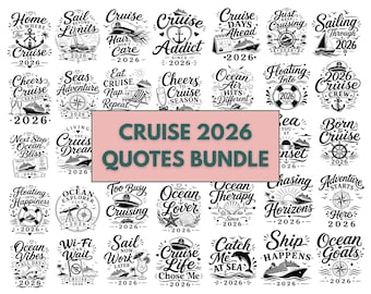 Pacchetto SVG PNG Crociera 2026, Vacanza in crociera SVG, Citazioni sulla crociera SVG, Maglietta da crociera SVG, Vacanza SVG, Vita in crociera SVG, File per Cricut e Silhouette