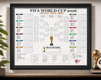 Calendario stampabile per la Coppa del Mondo 2026, tracker del torneo e tabellone, programma delle partite di calcio, pianificatore della fase a gironi, poster di calcio in PDF, FIIFA