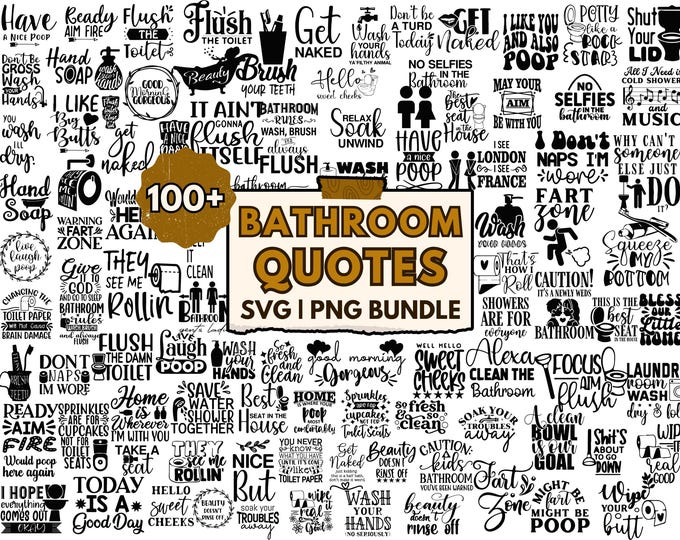 25 Funny Bathroom Sign SVG PNG Bundle, Vintage Bathroom Humor Quotes ...
