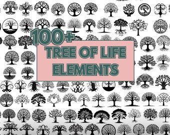 Albero della vita in formato SVG, Albero della vita celtico in formato SVG, Riunione di famiglia in formato SVG, Clipart dell'albero della vita, Decorazioni spirituali per la casa, Silhouette dell'albero genealogico con radici in formato SVG