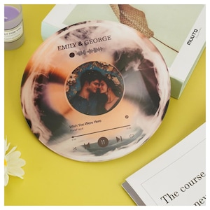Benutzerdefinierte Song Runde Plakette, Acrylplakette Paar Geschenk, Paar Song Foto Bestie Musik Plakette, Musik Plakette, Geschenk für ihr Valentinstag Geschenk