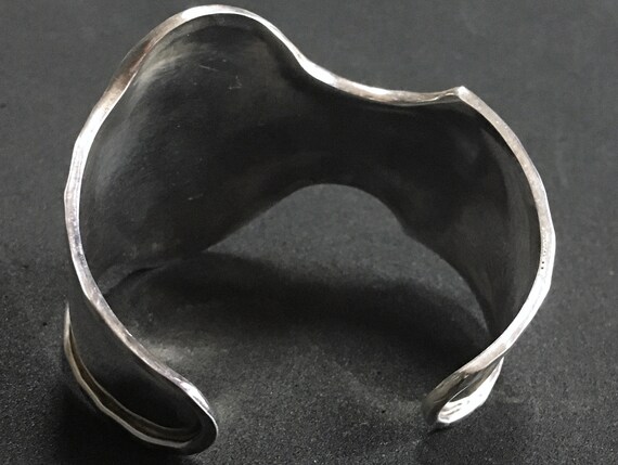 Wavy 925 Sterling Silver Wide Cuff Bracelet – Hig… - image 7