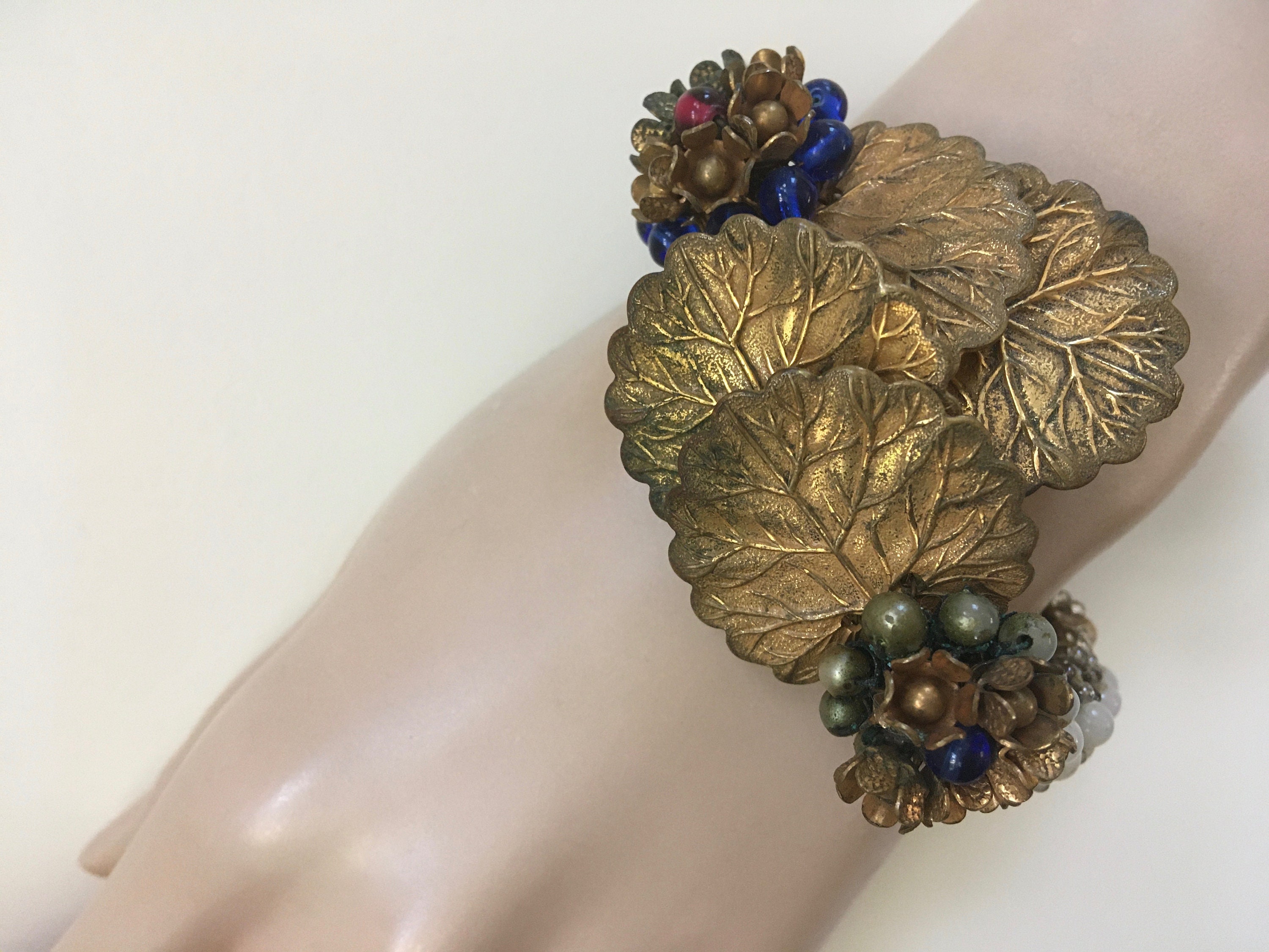 Miriam Haskell AS IS Beaded Glass Brass 