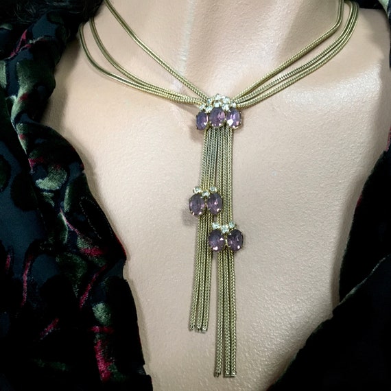 Amethyst Rhinestone Foxtail Tassel Chain Festoon … - image 4