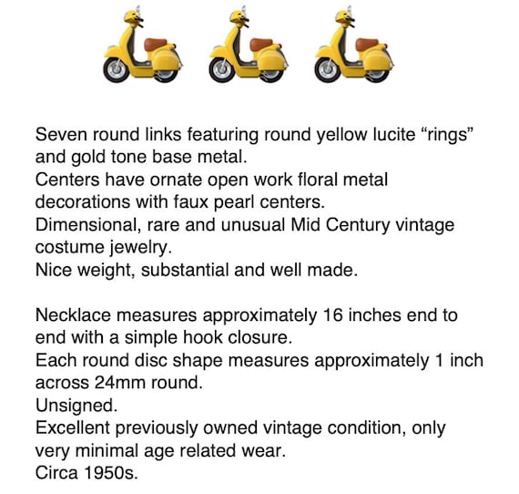 Floral Yellow Lucite Linked Necklace – Ornate Rou… - image 2